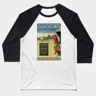 Golden State Limited American Vintage Steam Train Railway Baseball T-Shirt